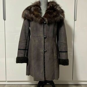 NWOT LAUNDRY Faux Shearling and Fur Coat Taupe Brown, Size M